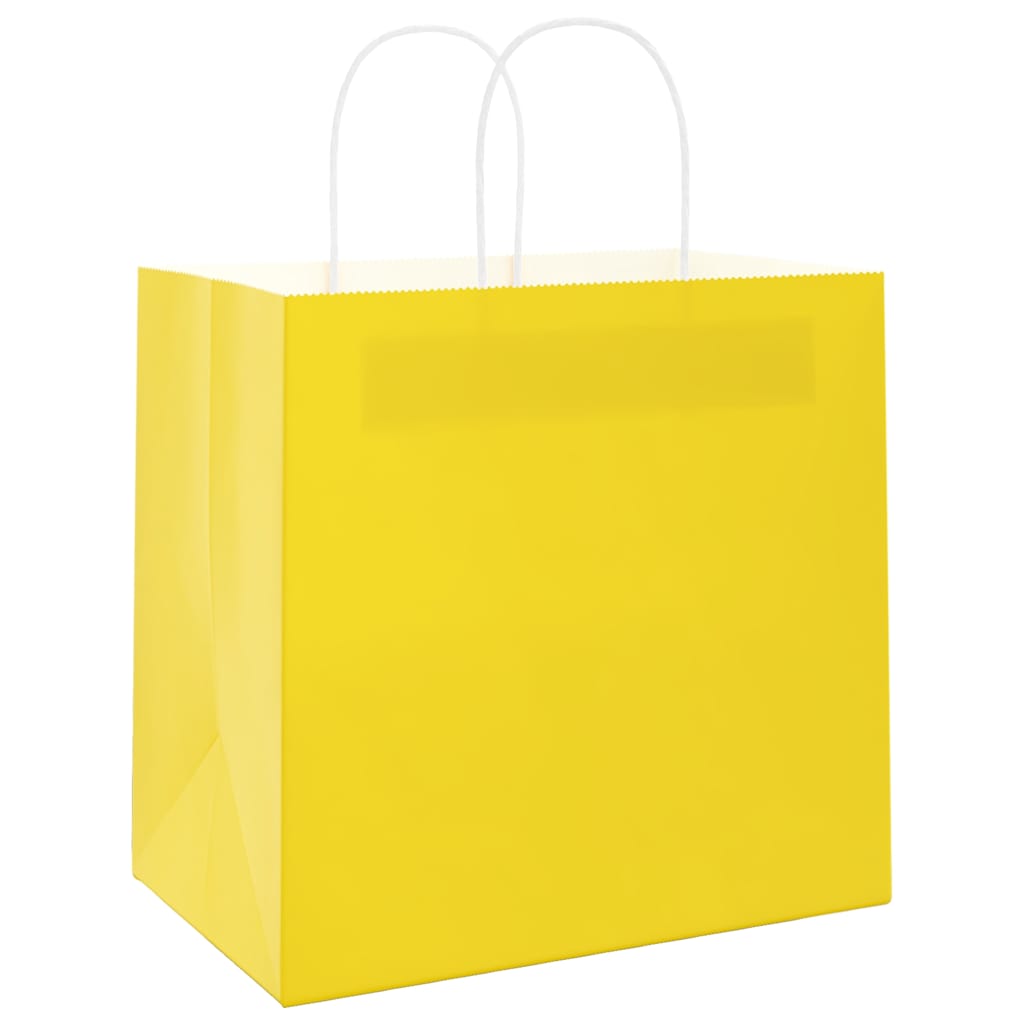 Papieren zakken 250 st met hengsels 26x17x25 cm geel is nu te koop bij PeponiXL, paradijselijk wonen!