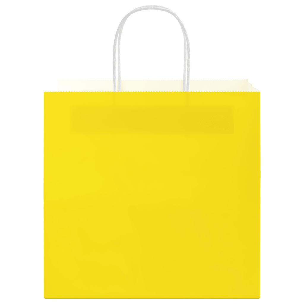 Papieren zakken 250 st met hengsels 26x17x25 cm geel is nu te koop bij PeponiXL, paradijselijk wonen!