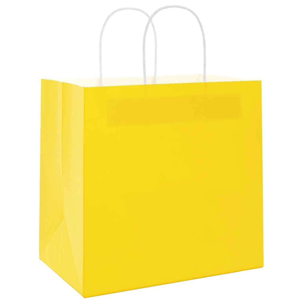 Papieren zakken 250 st met hengsels 26x17x25 cm geel is nu te koop bij PeponiXL, paradijselijk wonen!