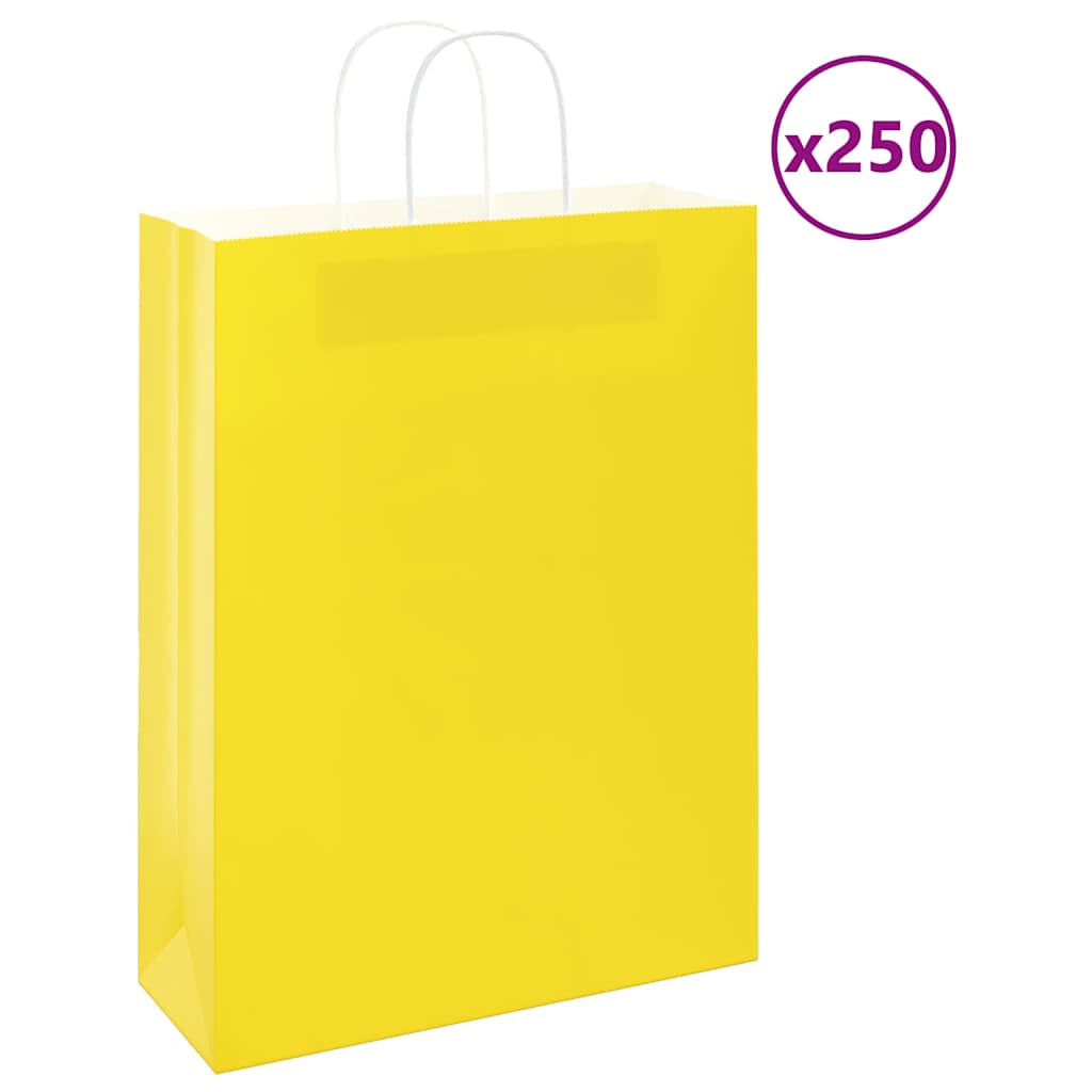 Papieren zakken 250 st met hengsels 32x12x42 cm geel is nu te koop bij PeponiXL, paradijselijk wonen!