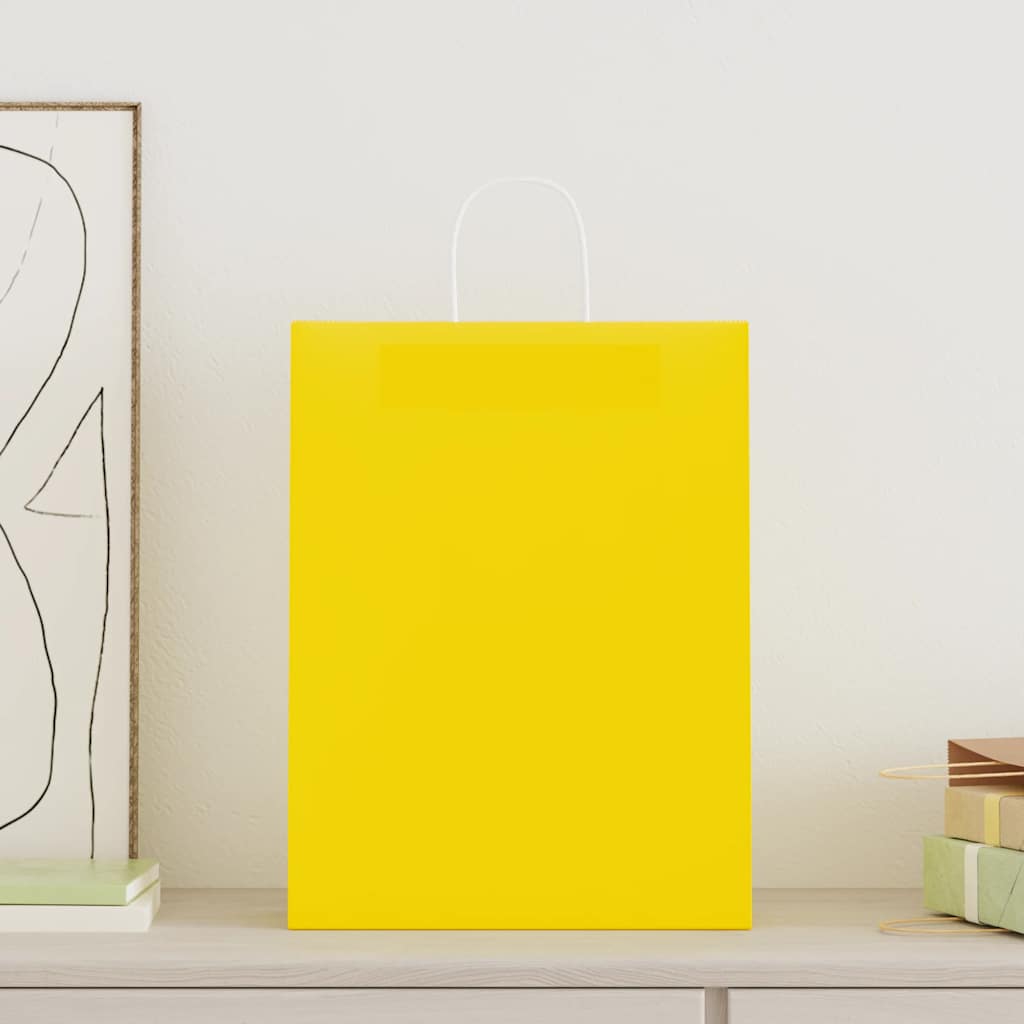 Papieren zakken 250 st met hengsels 32x12x42 cm geel is nu te koop bij PeponiXL, paradijselijk wonen!
