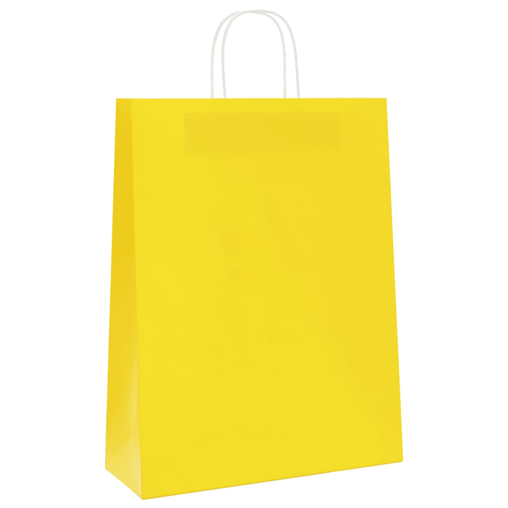 Papieren zakken 250 st met hengsels 32x12x42 cm geel is nu te koop bij PeponiXL, paradijselijk wonen!