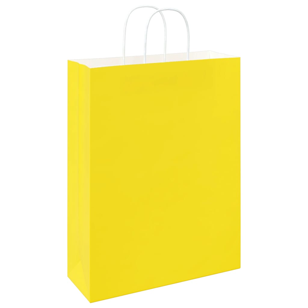 Papieren zakken 250 st met hengsels 32x12x42 cm geel is nu te koop bij PeponiXL, paradijselijk wonen!