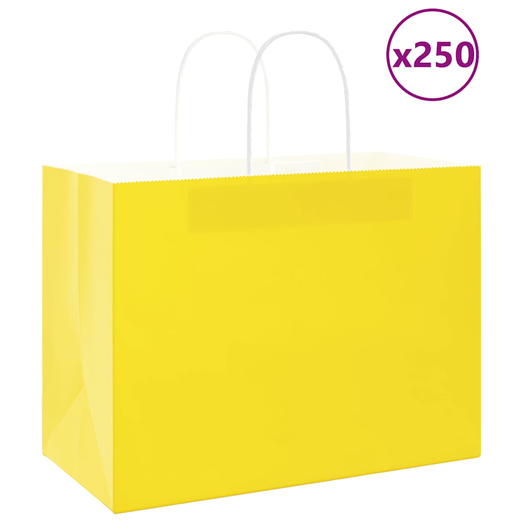 Papieren zakken 250 st met hengsels 32x17x25 cm geel is nu te koop bij PeponiXL, paradijselijk wonen!