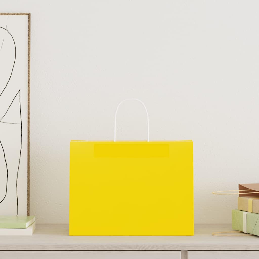 Papieren zakken 250 st met hengsels 32x17x25 cm geel is nu te koop bij PeponiXL, paradijselijk wonen!