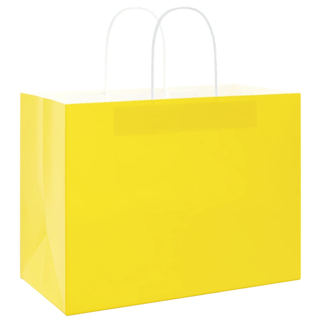 Papieren zakken 250 st met hengsels 32x17x25 cm geel is nu te koop bij PeponiXL, paradijselijk wonen!