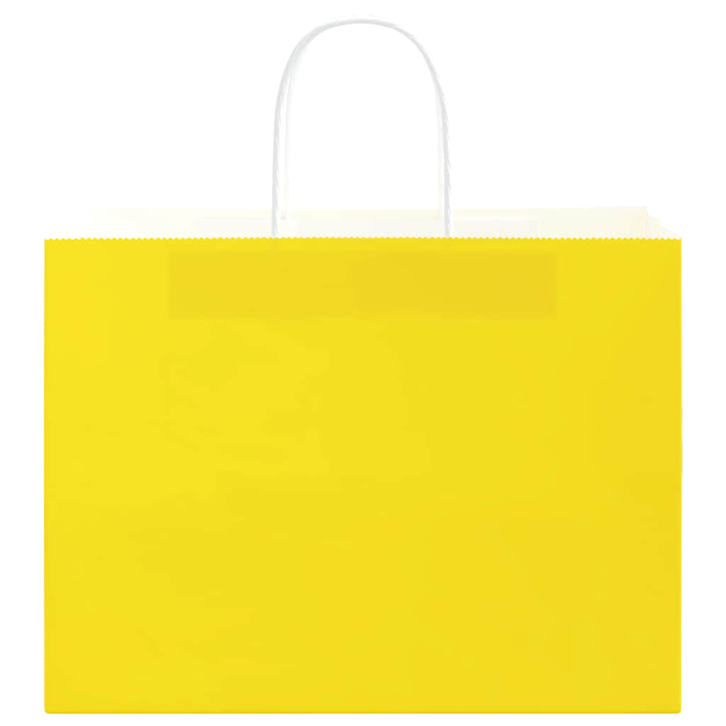 Papieren zakken 250 st met hengsels 32x17x25 cm geel is nu te koop bij PeponiXL, paradijselijk wonen!