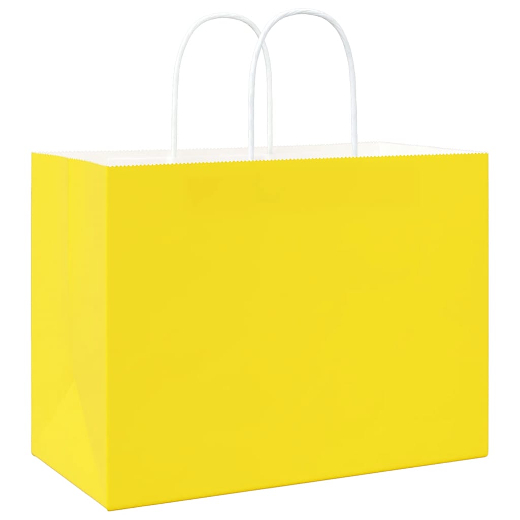 Papieren zakken 250 st met hengsels 32x17x25 cm geel is nu te koop bij PeponiXL, paradijselijk wonen!