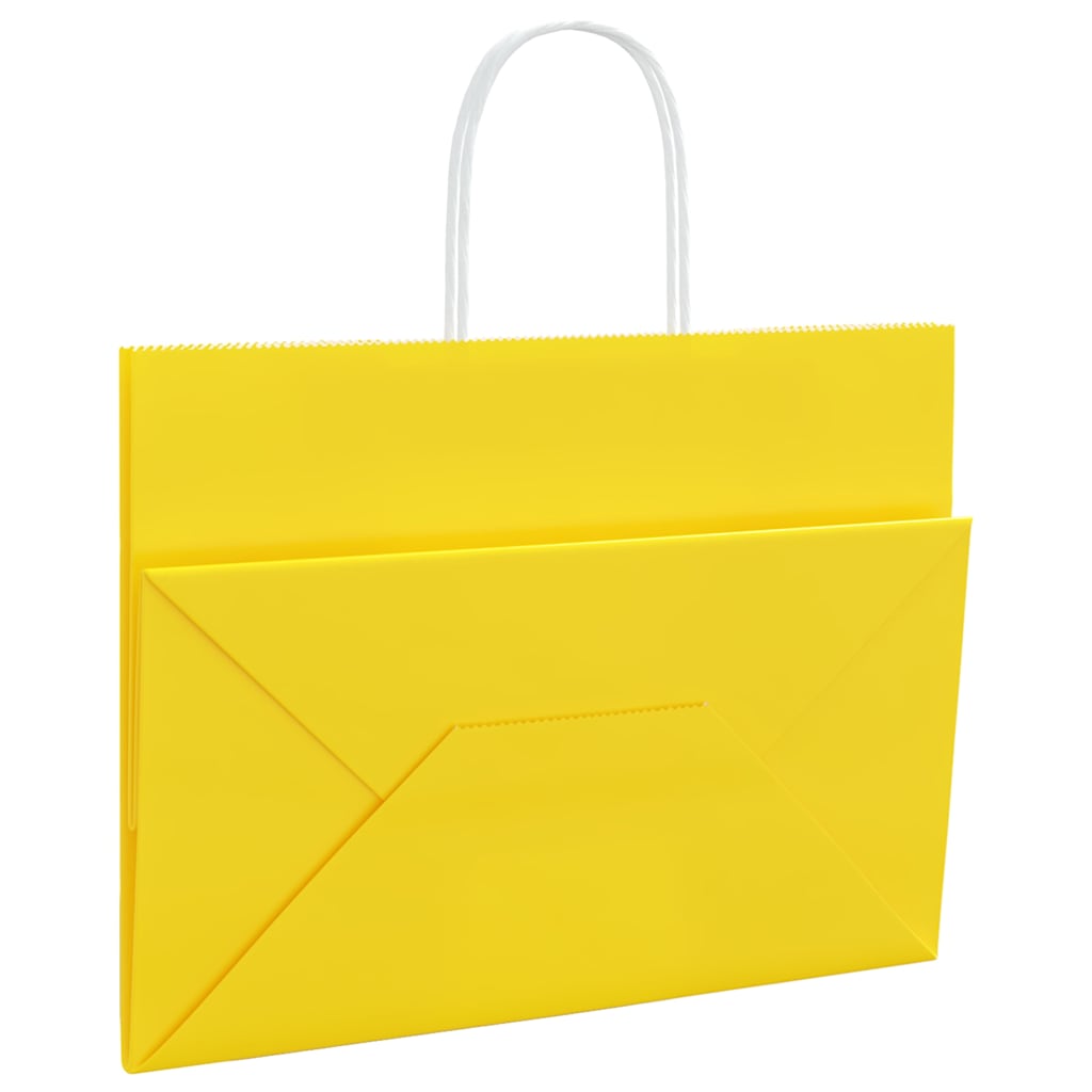 Papieren zakken 250 st met hengsels 32x17x25 cm geel is nu te koop bij PeponiXL, paradijselijk wonen!