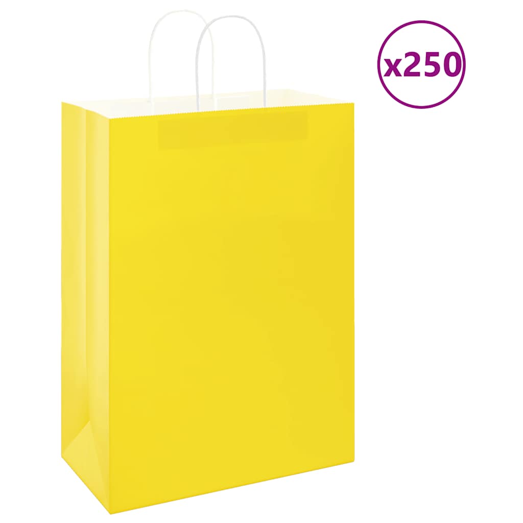 Papieren zakken 250 st met hengsels 32x17x44 cm geel is nu te koop bij PeponiXL, paradijselijk wonen!