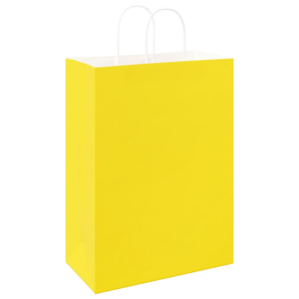 Papieren zakken 250 st met hengsels 32x17x44 cm geel is nu te koop bij PeponiXL, paradijselijk wonen!