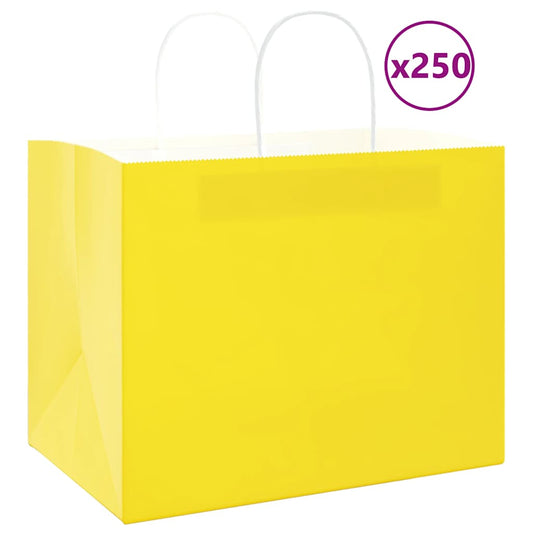 Papieren zakken 250 st met hengsels 32x22x24 cm geel is nu te koop bij PeponiXL, paradijselijk wonen!