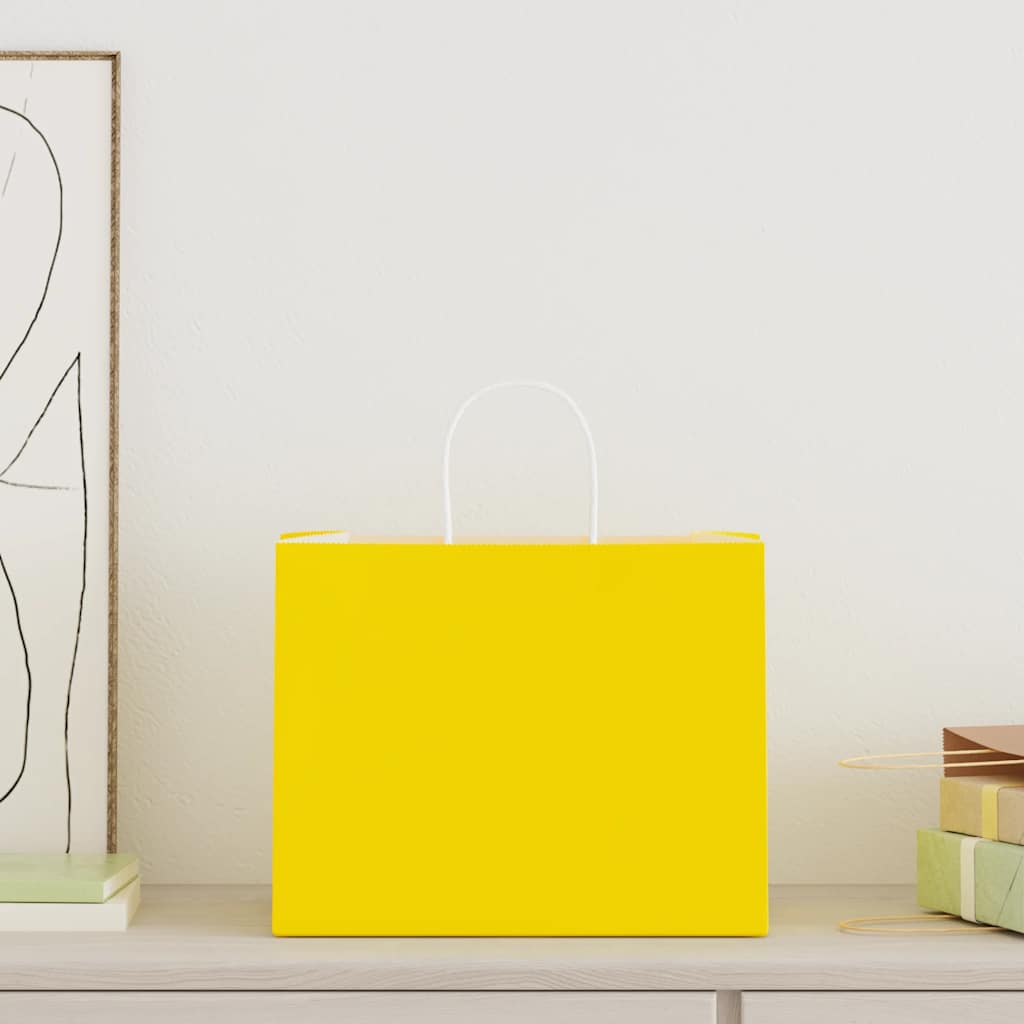 Papieren zakken 250 st met hengsels 32x22x24 cm geel is nu te koop bij PeponiXL, paradijselijk wonen!