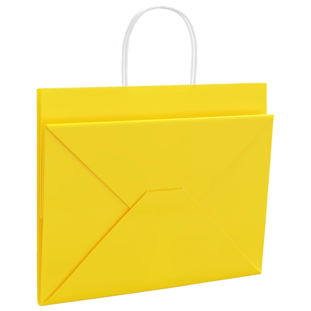 Papieren zakken 250 st met hengsels 32x22x24 cm geel is nu te koop bij PeponiXL, paradijselijk wonen!