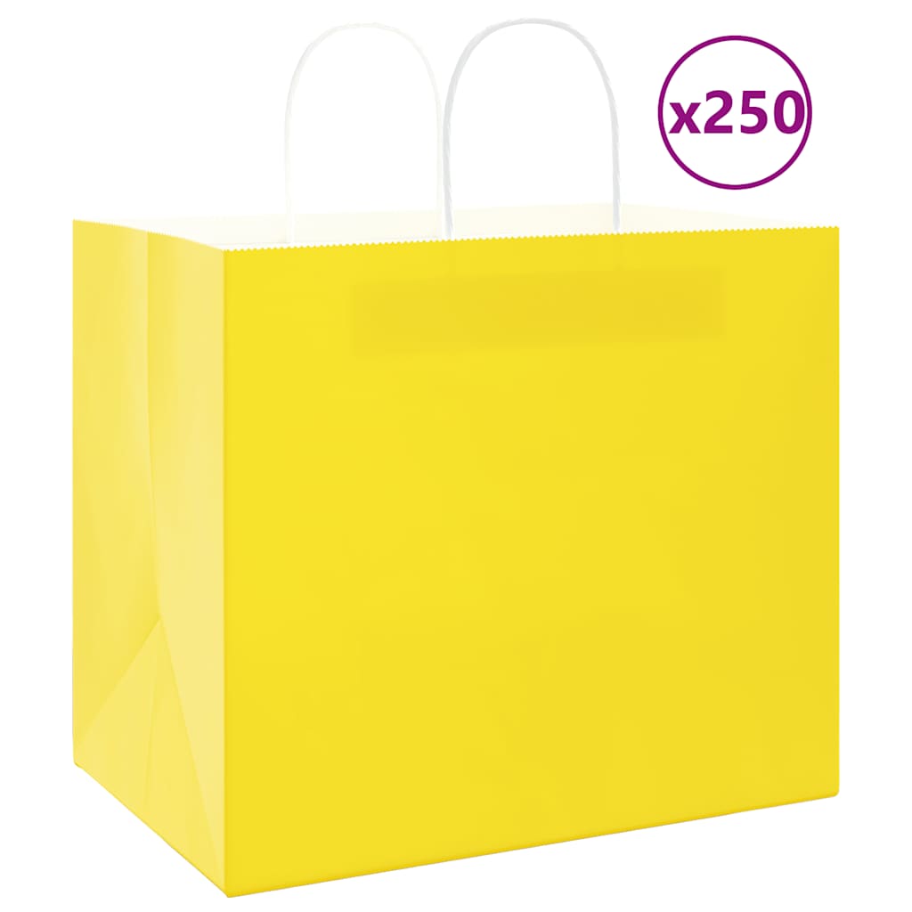 Papieren zakken 250 st met hengsels 32x22x28 cm geel is nu te koop bij PeponiXL, paradijselijk wonen!
