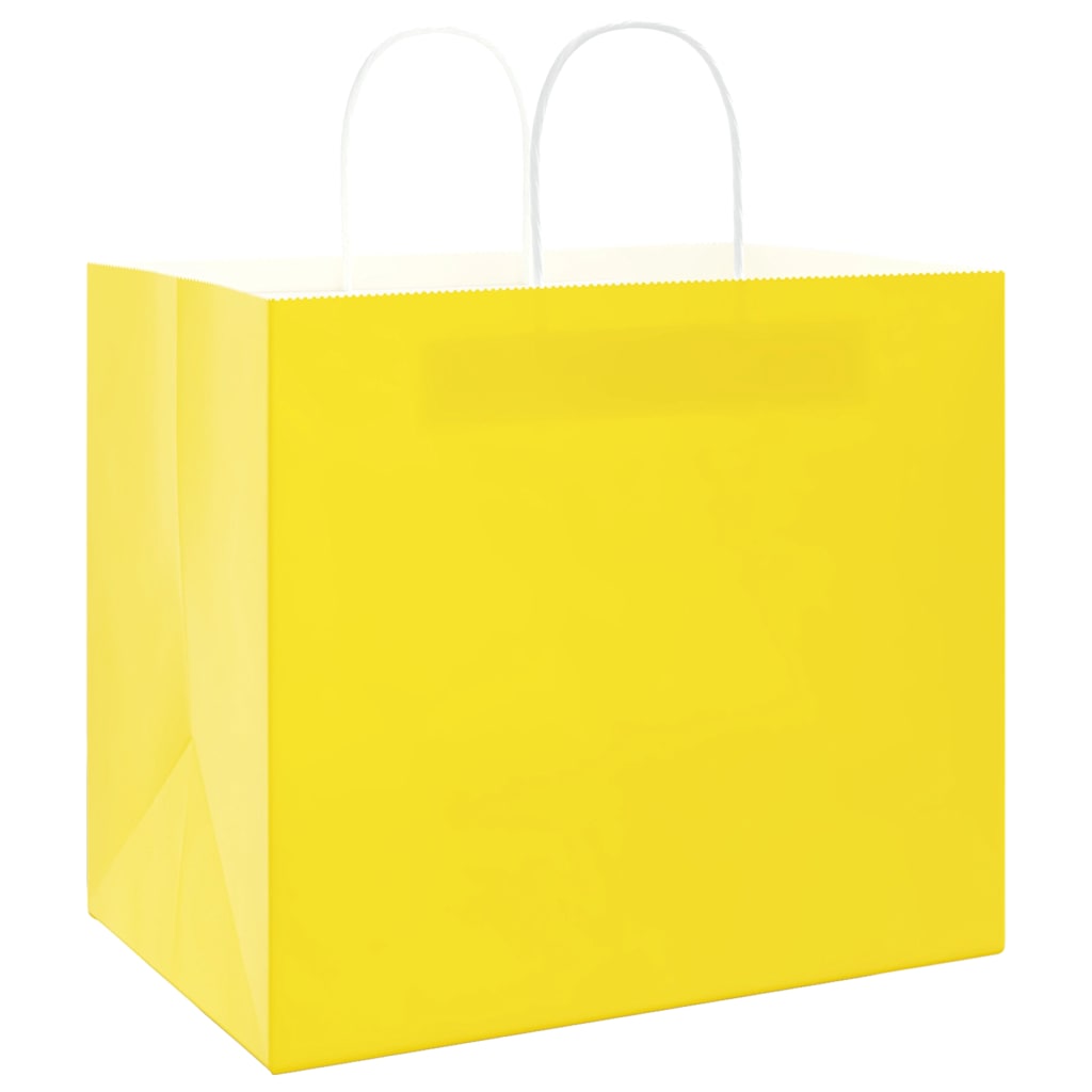 Papieren zakken 250 st met hengsels 32x22x28 cm geel is nu te koop bij PeponiXL, paradijselijk wonen!
