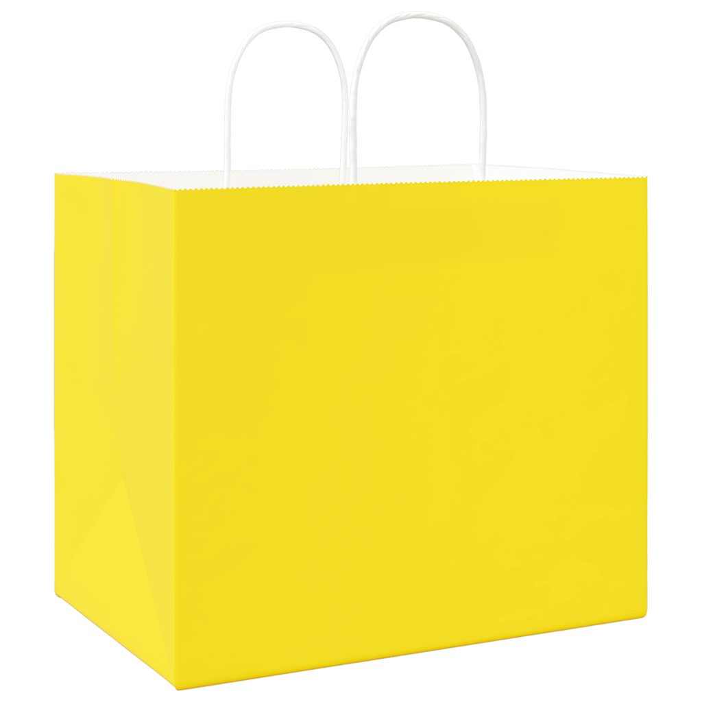 Papieren zakken 250 st met hengsels 32x22x28 cm geel is nu te koop bij PeponiXL, paradijselijk wonen!