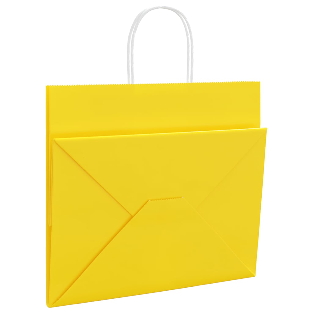 Papieren zakken 250 st met hengsels 32x22x28 cm geel is nu te koop bij PeponiXL, paradijselijk wonen!