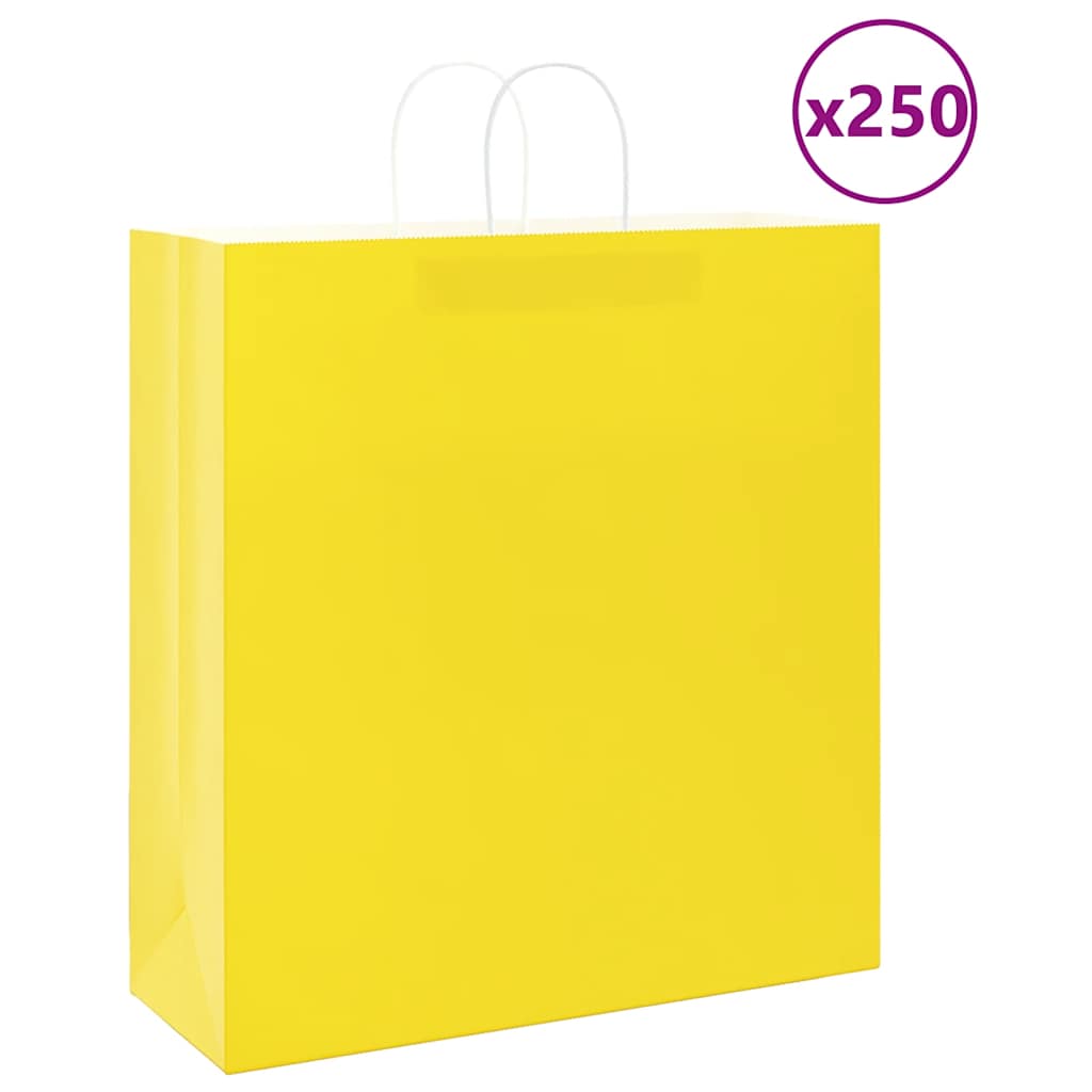 Papieren zakken 250 st met hengsels 45x17x48 cm geel is nu te koop bij PeponiXL, paradijselijk wonen!