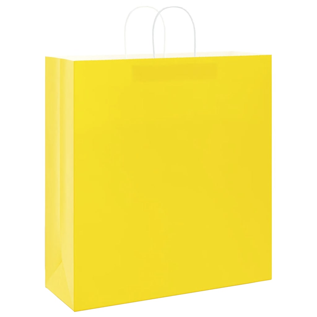 Papieren zakken 250 st met hengsels 45x17x48 cm geel is nu te koop bij PeponiXL, paradijselijk wonen!