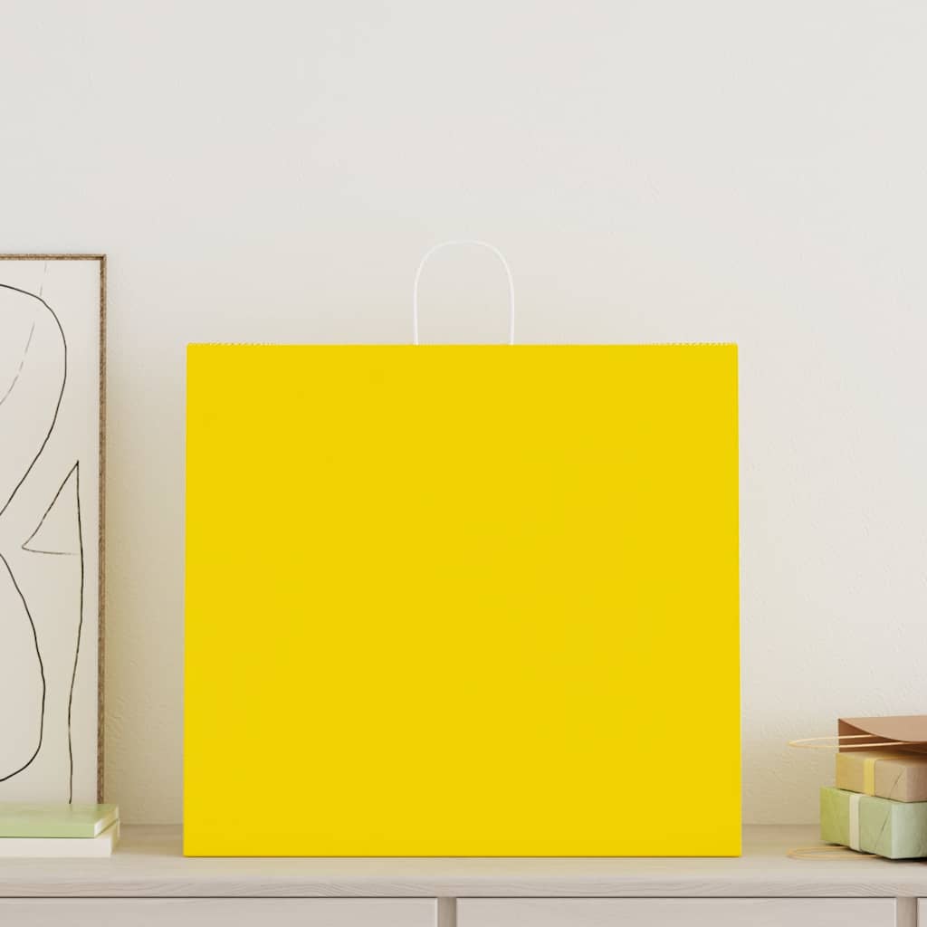 Papieren zakken 250 st met hengsels 54x15x49 cm geel is nu te koop bij PeponiXL, paradijselijk wonen!