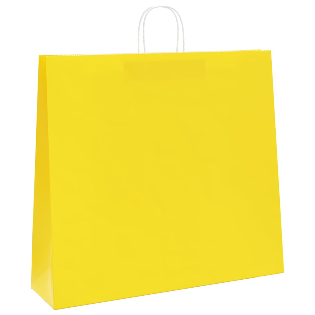 Papieren zakken 250 st met hengsels 54x15x49 cm geel is nu te koop bij PeponiXL, paradijselijk wonen!