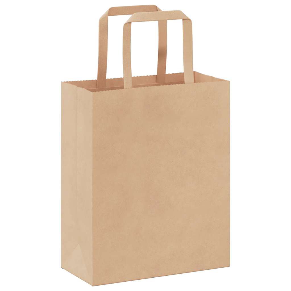 Papieren zakken 50 st met hengsels 18x8x22 cm bruin is nu te koop bij PeponiXL, paradijselijk wonen!