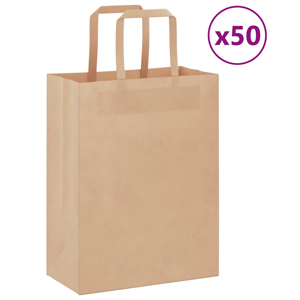 Papieren zakken 50 st met hengsels 21x11x28 cm bruin is nu te koop bij PeponiXL, paradijselijk wonen!