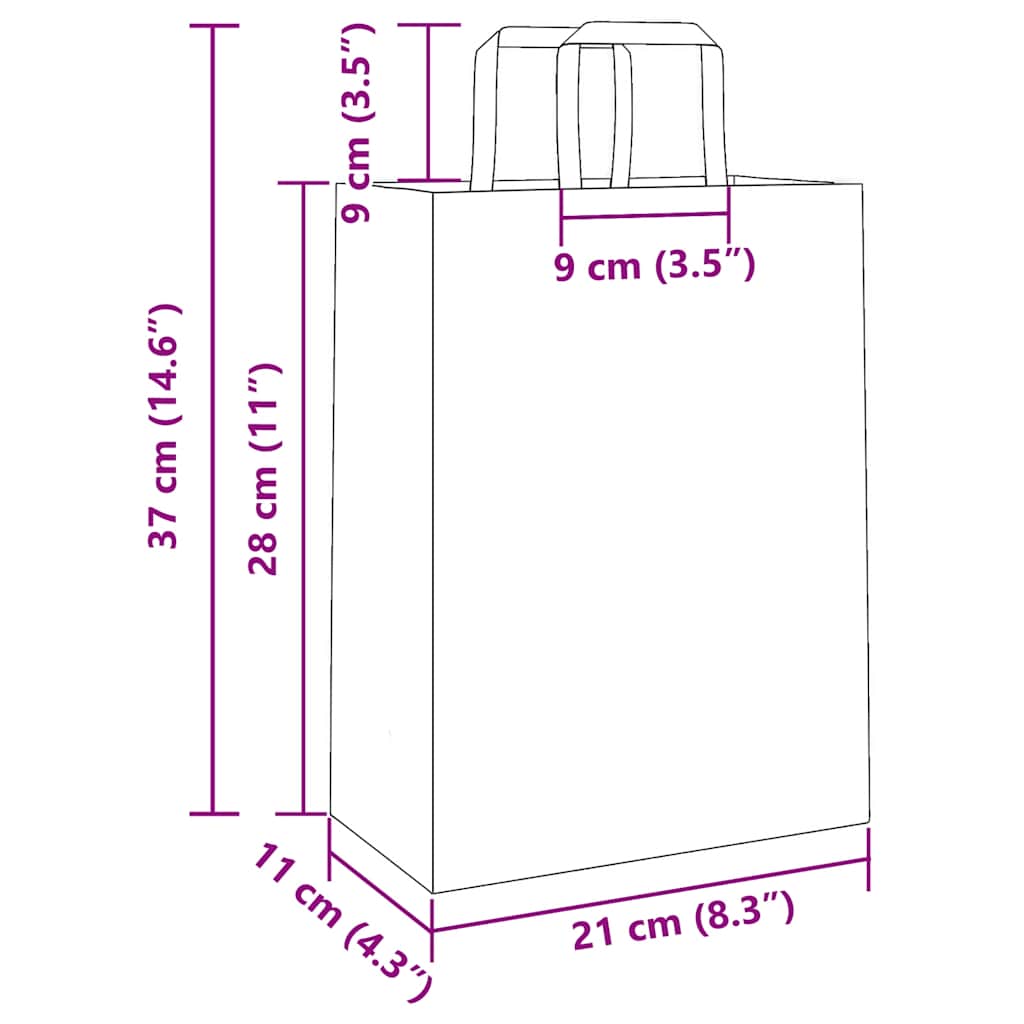 Papieren zakken 50 st met hengsels 21x11x28 cm bruin is nu te koop bij PeponiXL, paradijselijk wonen!