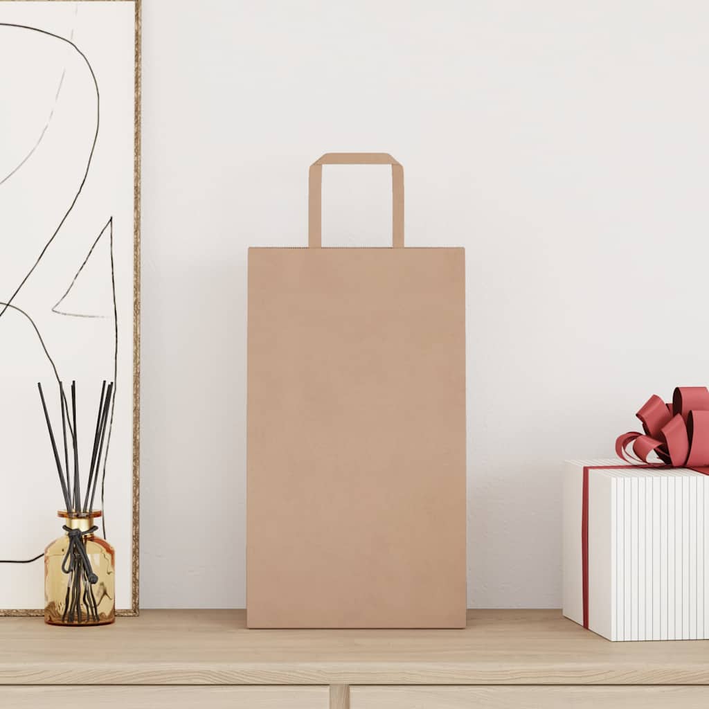Papieren zakken 50 st met hengsels 21x11x36 cm bruin is nu te koop bij PeponiXL, paradijselijk wonen!
