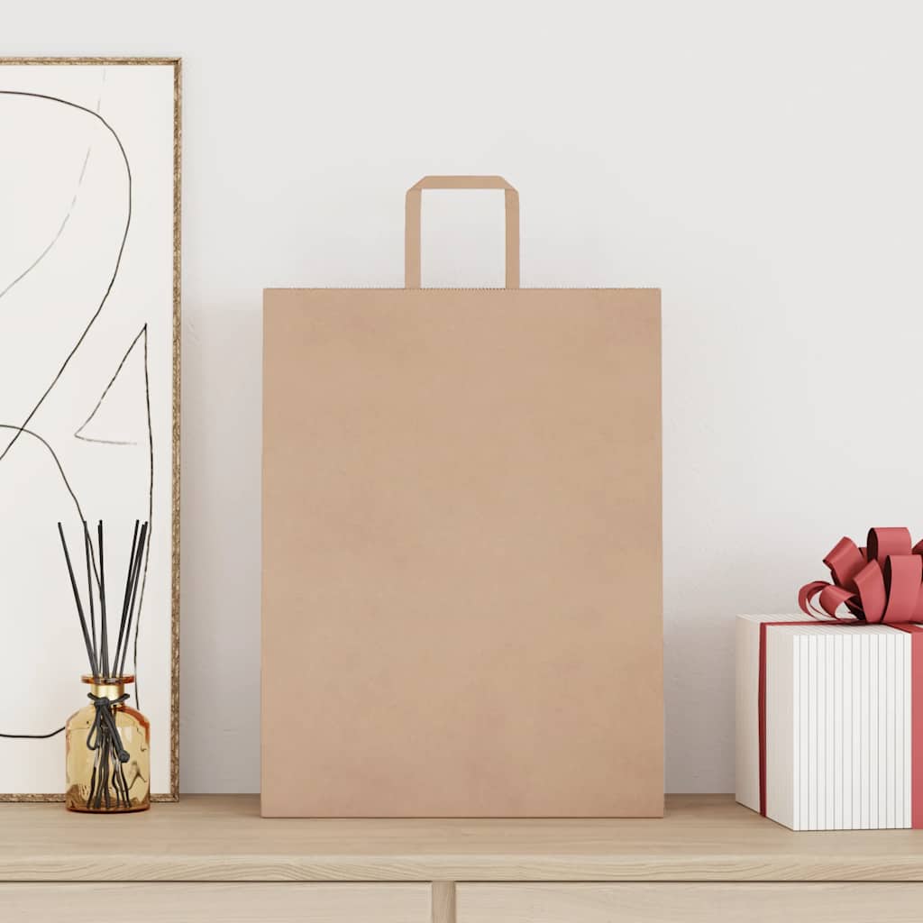 Papieren zakken 50 st met hengsels 32x12x42 cm bruin is nu te koop bij PeponiXL, paradijselijk wonen!