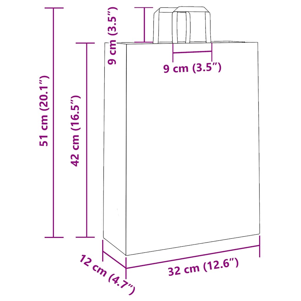 Papieren zakken 50 st met hengsels 32x12x42 cm bruin is nu te koop bij PeponiXL, paradijselijk wonen!