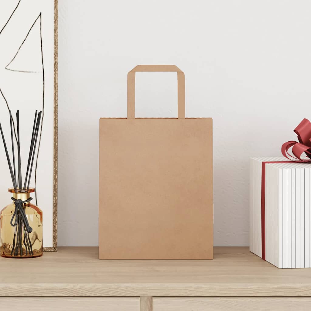 Papieren zakken 250 st met hengsels 18x8x22 cm bruin is nu te koop bij PeponiXL, paradijselijk wonen!