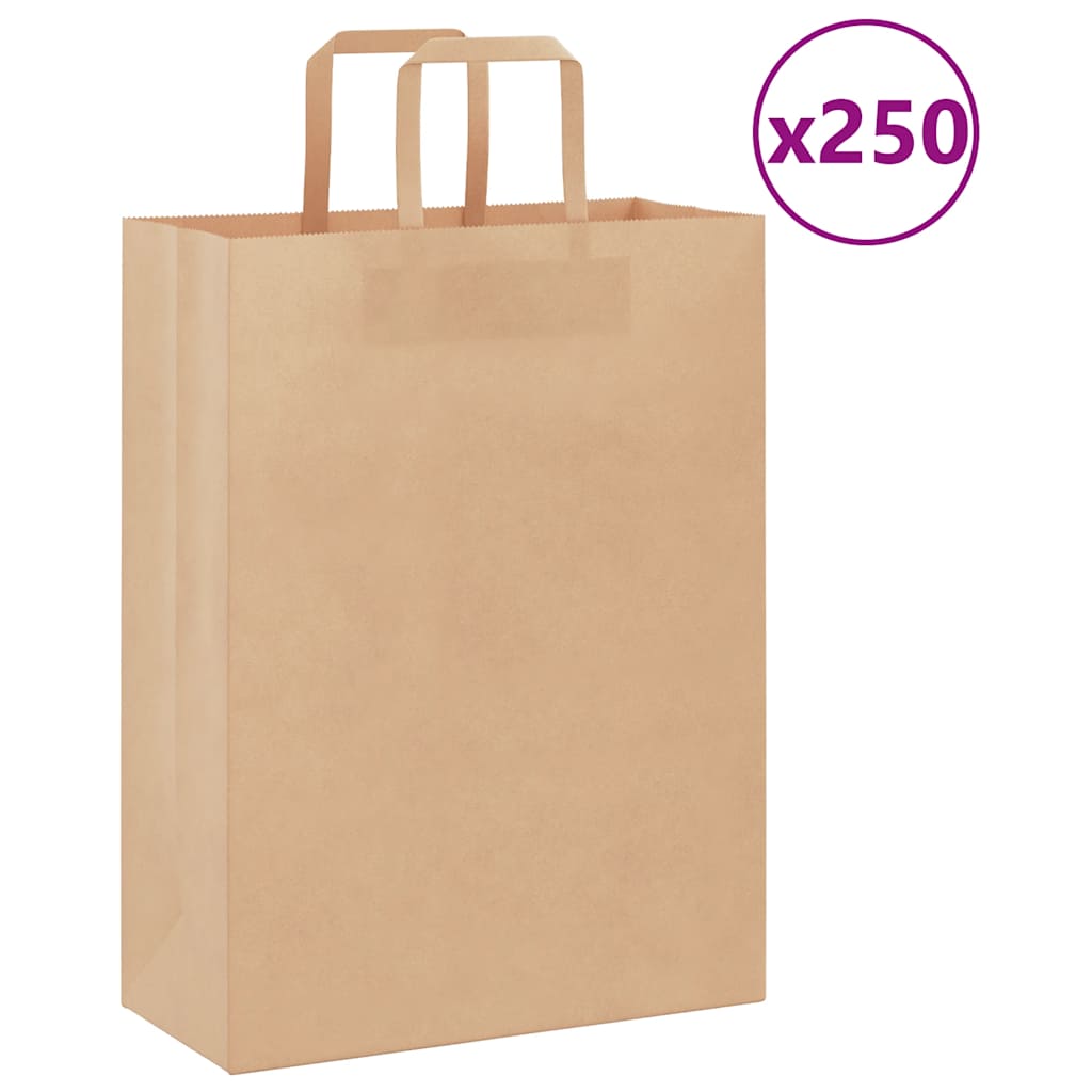 Papieren zakken 250 st met hengsels 26x12x35 cm bruin is nu te koop bij PeponiXL, paradijselijk wonen!