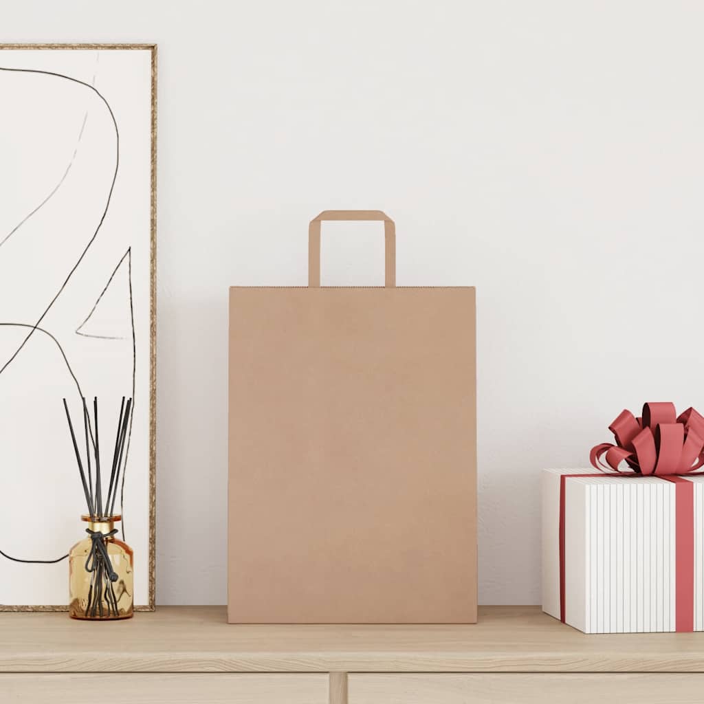 Papieren zakken 250 st met hengsels 26x12x35 cm bruin is nu te koop bij PeponiXL, paradijselijk wonen!