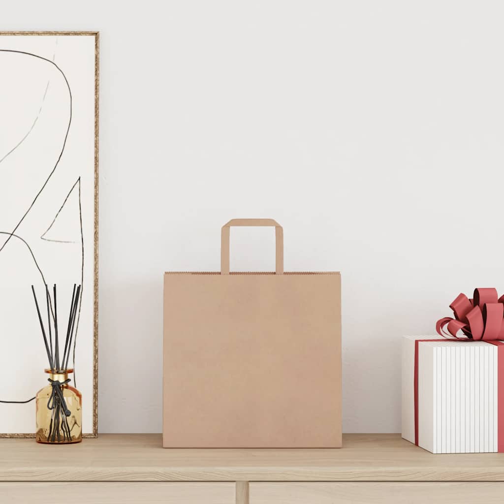 Papieren zakken 250 st met hengsels 26x17x25 cm bruin is nu te koop bij PeponiXL, paradijselijk wonen!