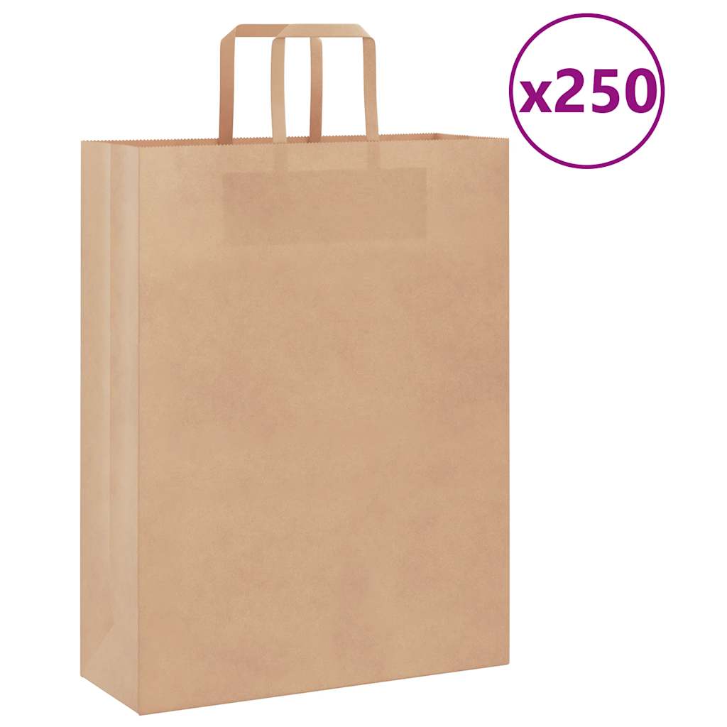 Papieren zakken 250 st met hengsels 32x12x42 cm bruin is nu te koop bij PeponiXL, paradijselijk wonen!