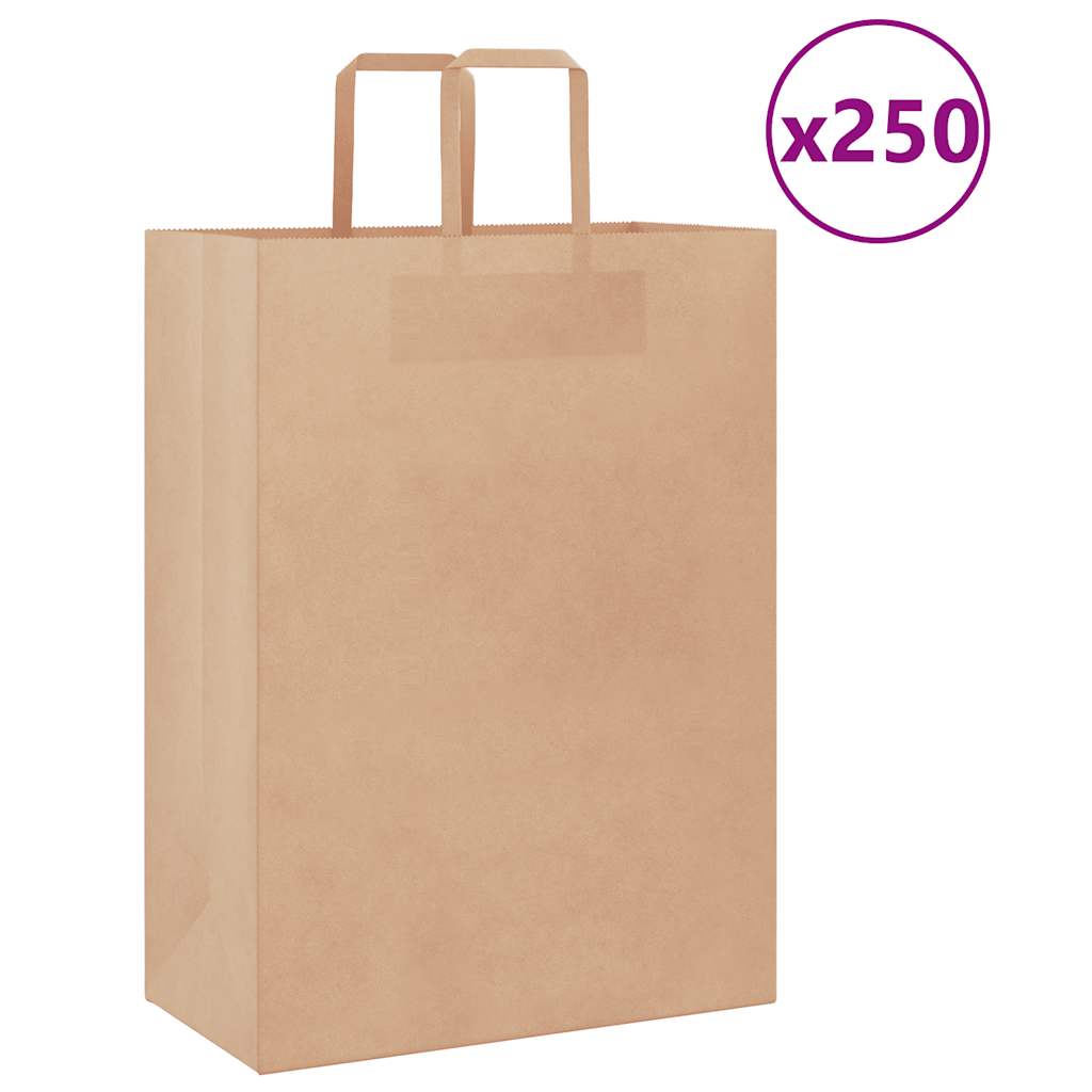 Papieren zakken 250 st met hengsels 32x17x44 cm bruin is nu te koop bij PeponiXL, paradijselijk wonen!