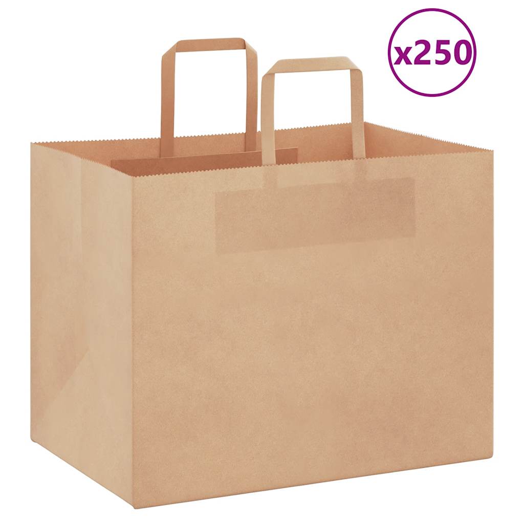 Papieren zakken 250 st met hengsels 32x22x24 cm bruin is nu te koop bij PeponiXL, paradijselijk wonen!