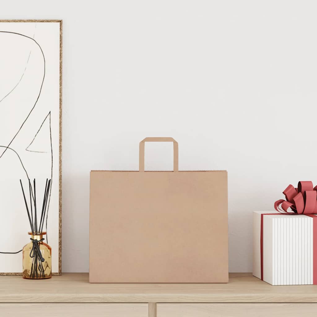 Papieren zakken 250 st met hengsels 32x22x24 cm bruin is nu te koop bij PeponiXL, paradijselijk wonen!
