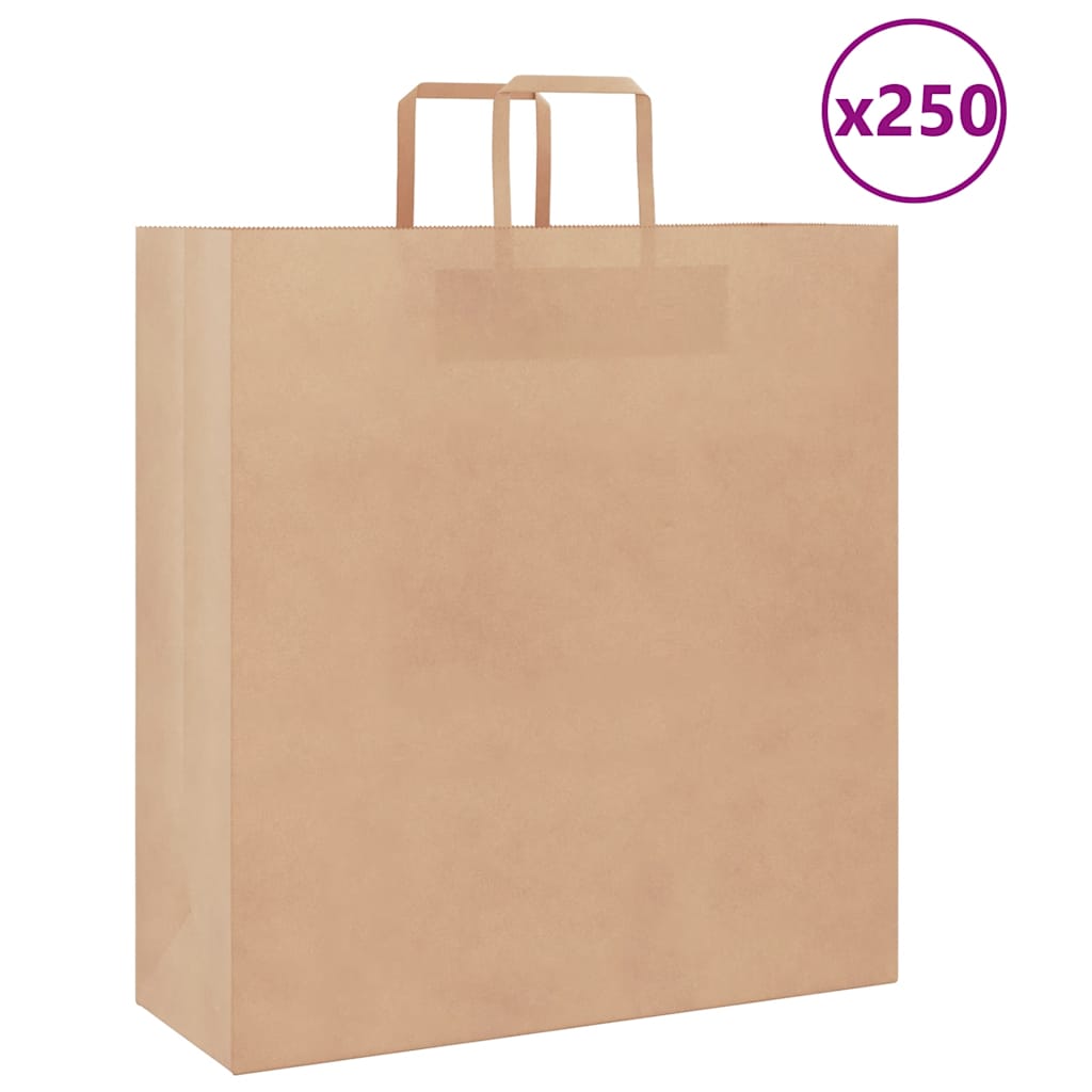 Papieren zakken 250 st met hengsels 45x17x48 cm bruin is nu te koop bij PeponiXL, paradijselijk wonen!