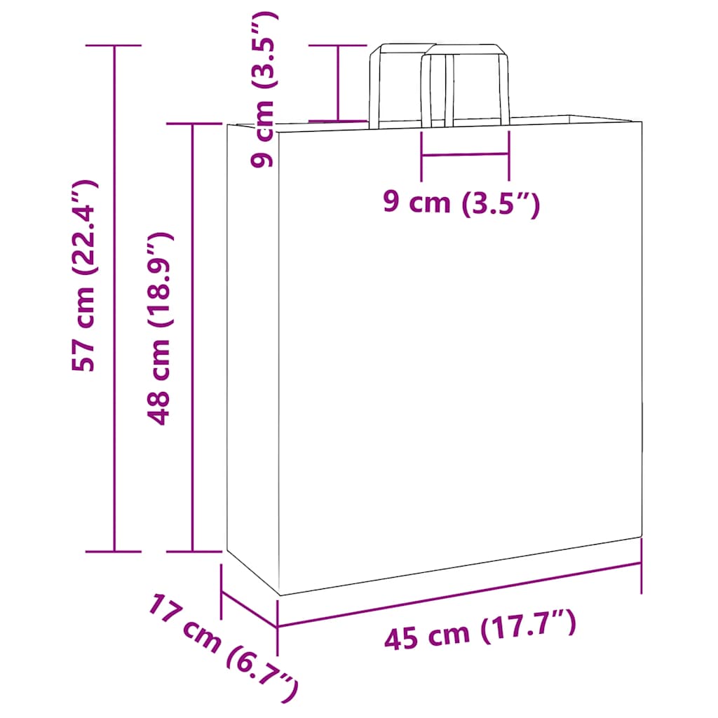 Papieren zakken 250 st met hengsels 45x17x48 cm bruin is nu te koop bij PeponiXL, paradijselijk wonen!
