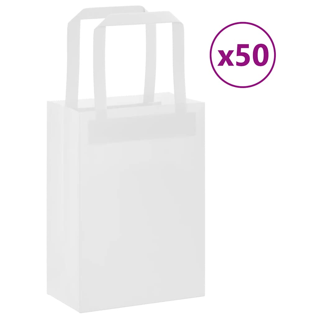 Papieren zakken 50 st met hengsels 15x8x21 cm wit is nu te koop bij PeponiXL, paradijselijk wonen!