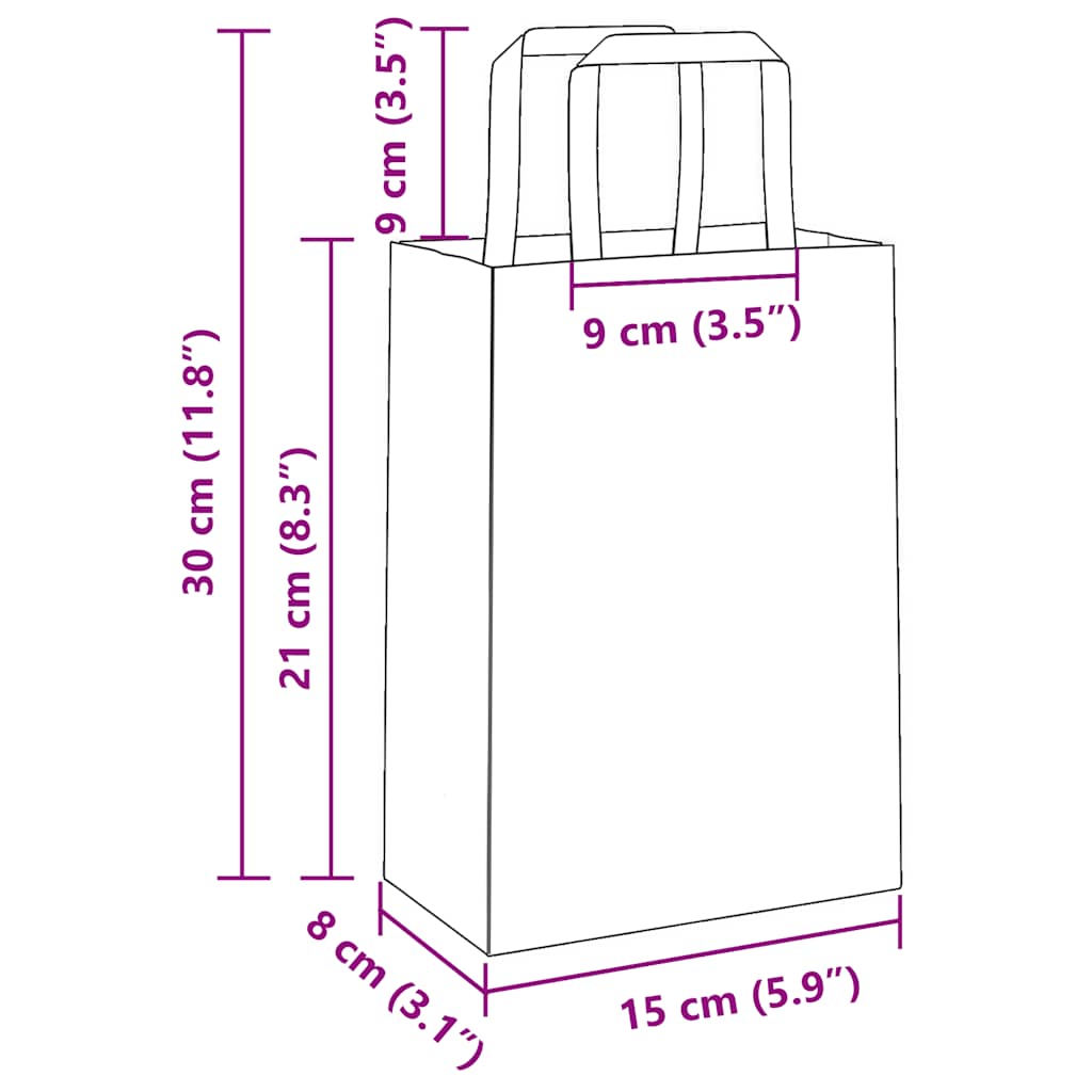 Papieren zakken 50 st met hengsels 15x8x21 cm wit is nu te koop bij PeponiXL, paradijselijk wonen!