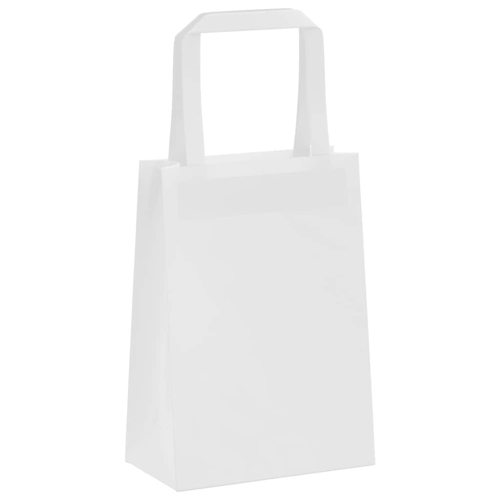 Papieren zakken 50 st met hengsels 15x8x21 cm wit is nu te koop bij PeponiXL, paradijselijk wonen!