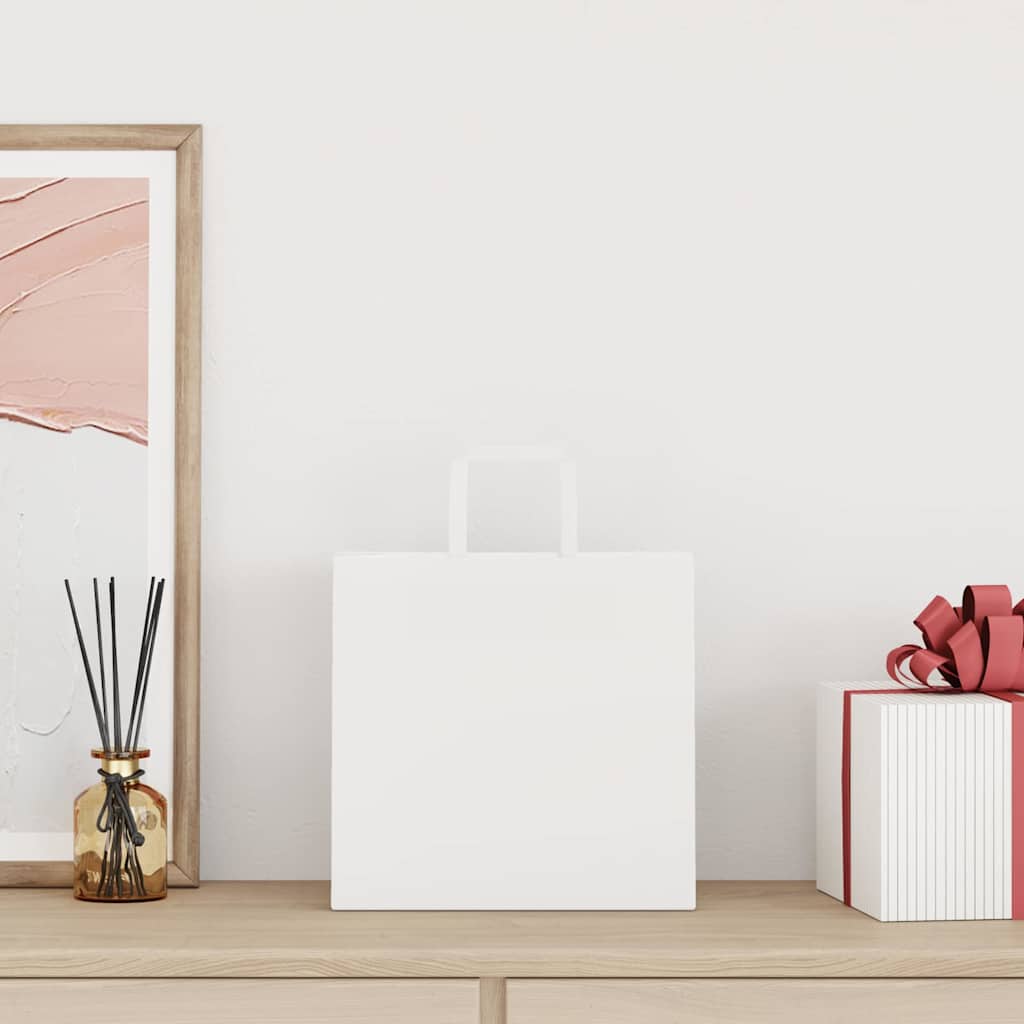 Papieren zakken 50 st met hengsels 26x17x25 cm wit is nu te koop bij PeponiXL, paradijselijk wonen!