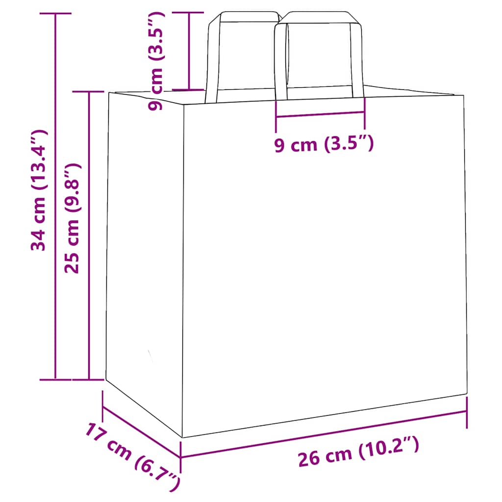 Papieren zakken 50 st met hengsels 26x17x25 cm wit is nu te koop bij PeponiXL, paradijselijk wonen!