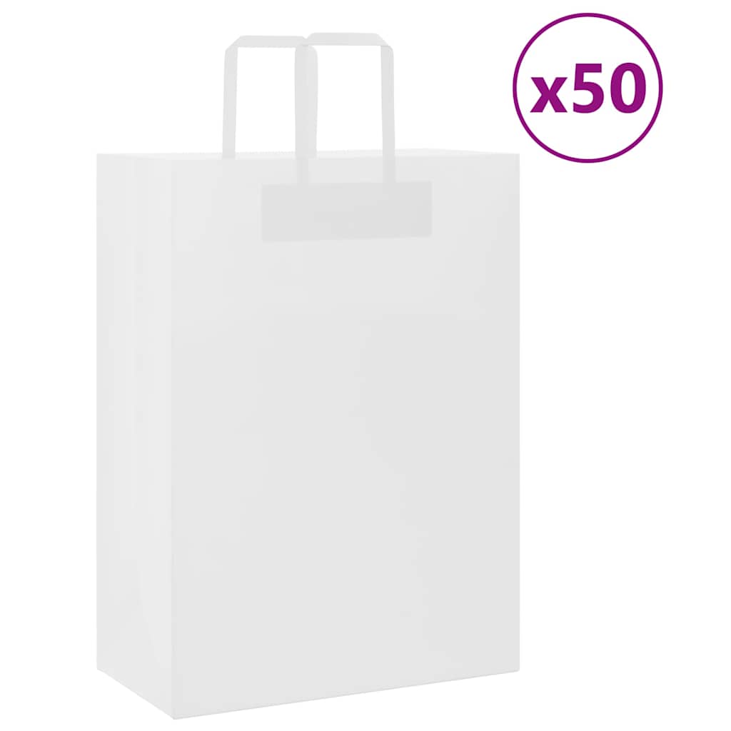 Papieren zakken 50 st met hengsels 32x17x44 cm wit is nu te koop bij PeponiXL, paradijselijk wonen!