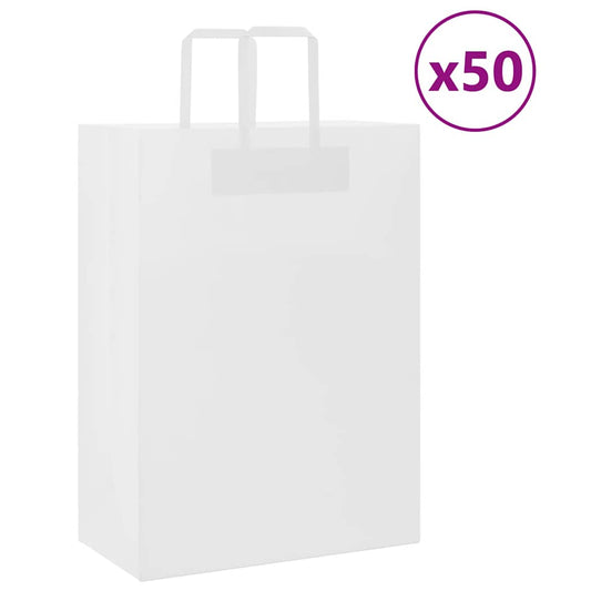 Papieren zakken 50 st met hengsels 32x17x44 cm wit is nu te koop bij PeponiXL, paradijselijk wonen!