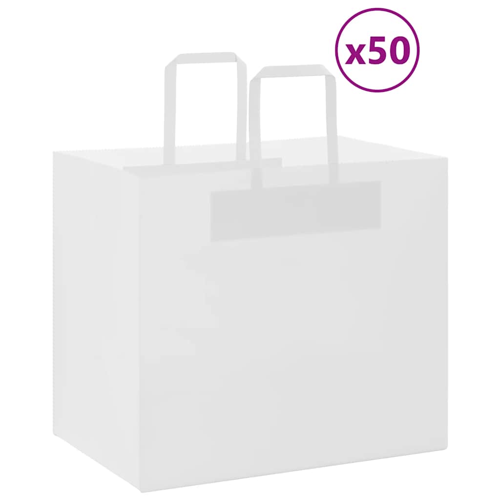 Papieren zakken 50 st met hengsels 32x22x28 cm wit is nu te koop bij PeponiXL, paradijselijk wonen!